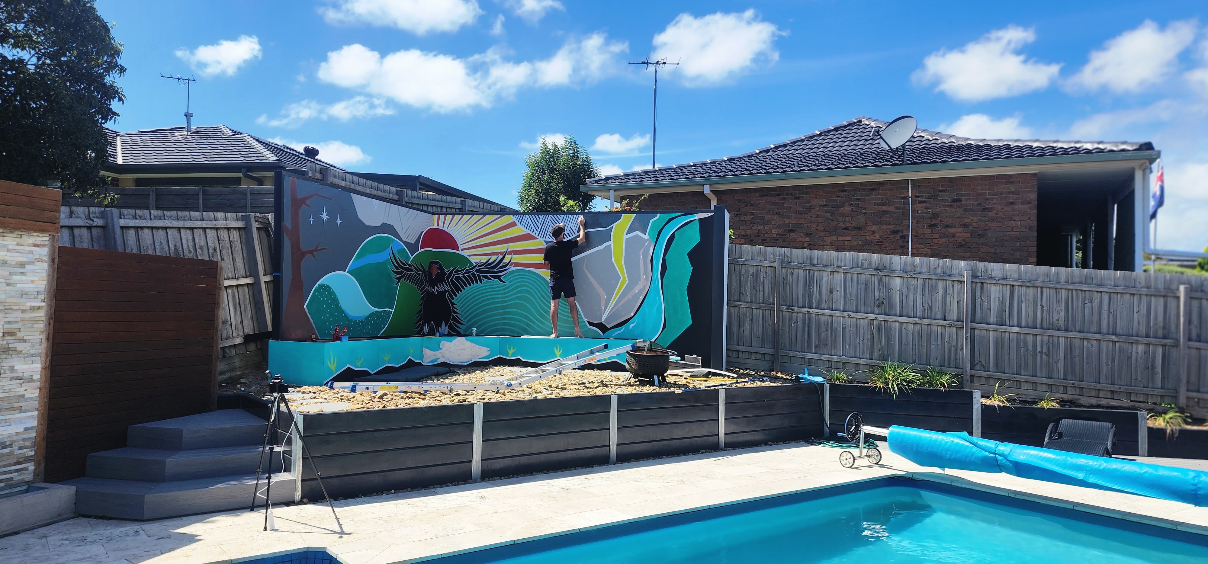 Pool side mural 